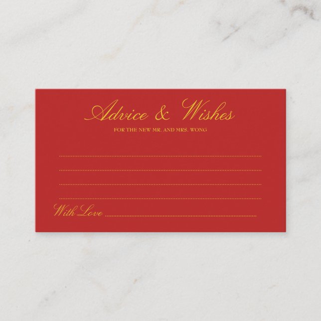 Cartão Red Chinese Inspirated Wedice & Wish (Frente)