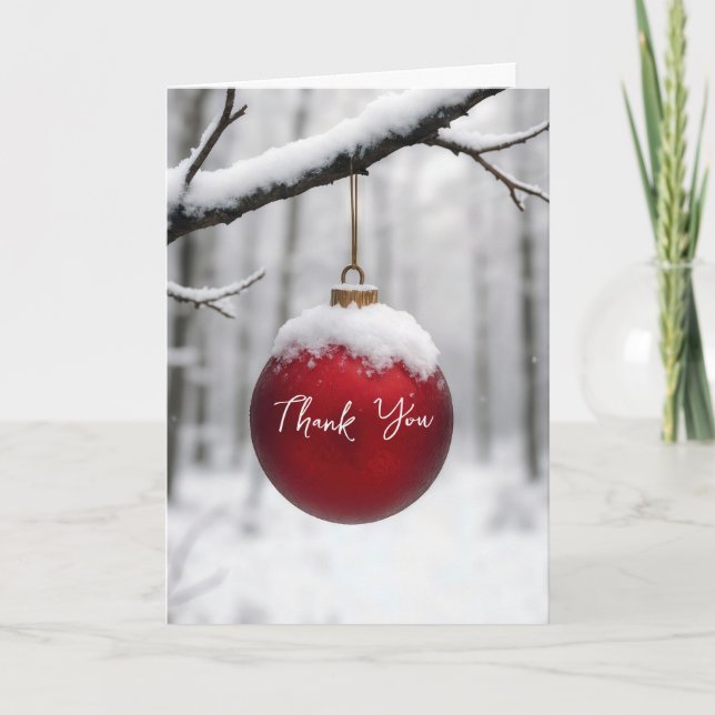 Cartão Red Christmas Ornament Thank You (Frente)