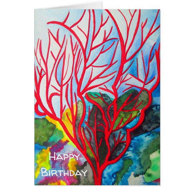 Cartão Red Coral Reef ocean art (Frente)