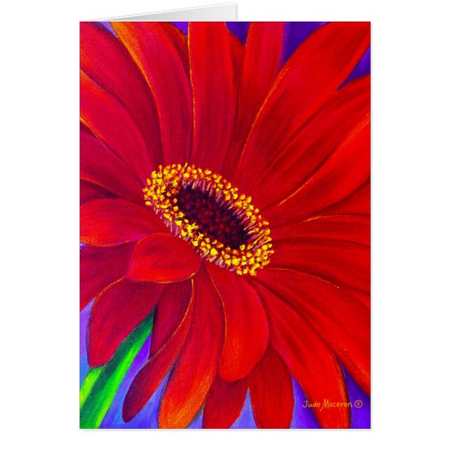 Cartão Red Daisy Gerber Flower Painting Art - Multi (Frente)
