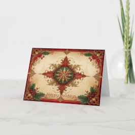 Cartão Red Decorative Holiday Card