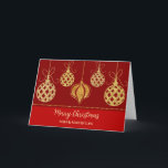Cartão Red Dourado Son & Son em Direito Feliz Natal<br><div class="desc">Feliz Natal para filho e filho no cartão de direito em vermelho moderno com ornamentos de ouro cintilantes.</div>