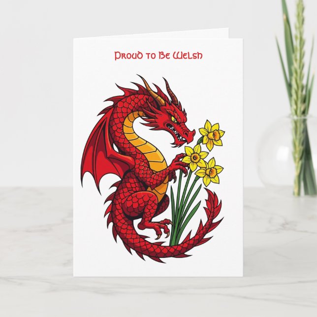 Cartão Red Dragon And Daffodils Design (Frente)