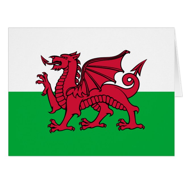Cartão Red Dragon Celtic Flag & Welsh (Frente horizontal)