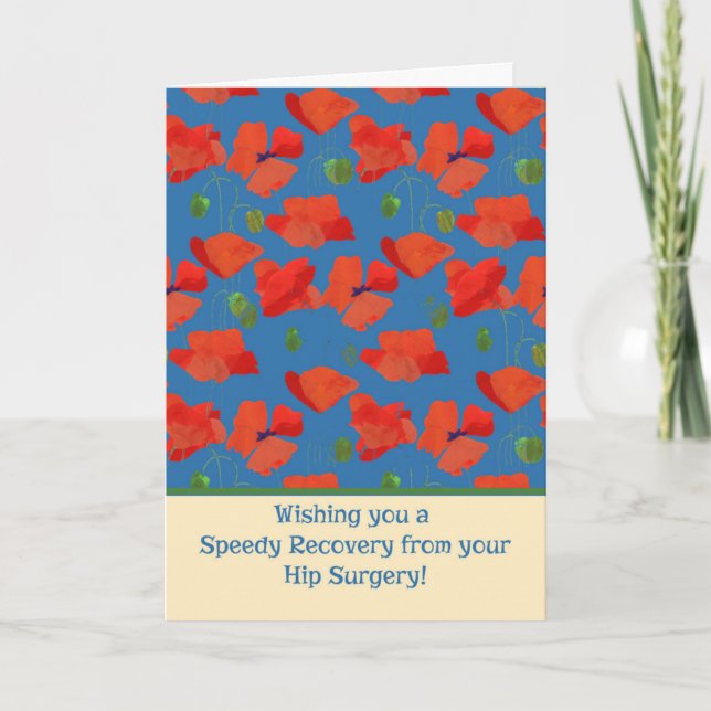 Cartão Red Field Poppies Get Well Hip Surgery Card (Frente)