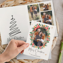 Red Florals Multi Family Photos Feliz Natal