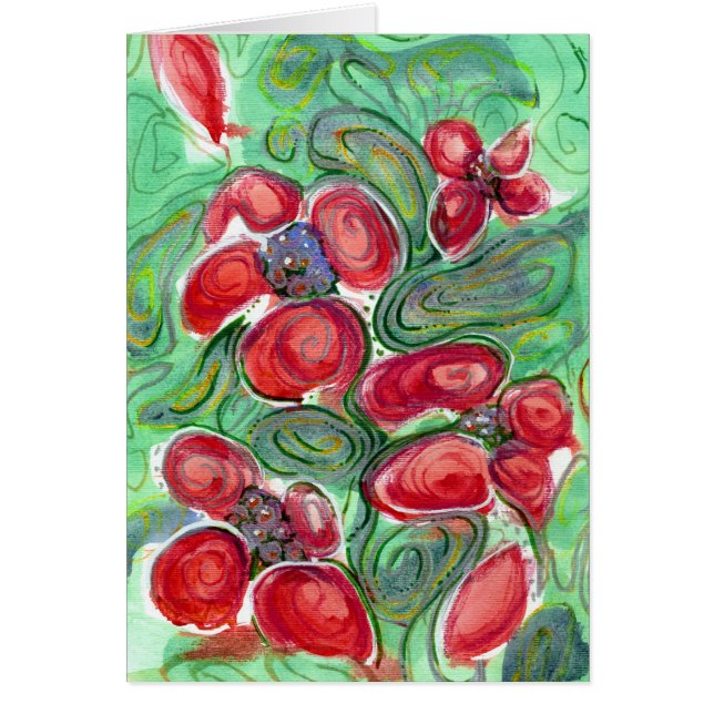 Cartão Red Flowers Fantasy (Frente)
