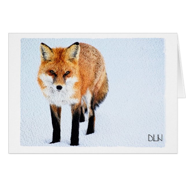 Cartão Red Fox/Willife Art/Watercolor Look (Frente horizontal)