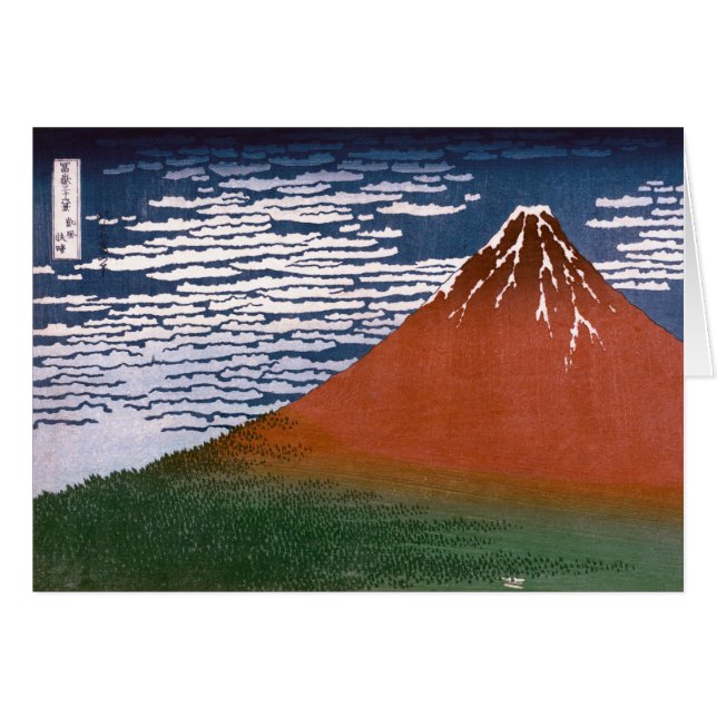Cartão Red Fuji, Aka Fujiyama Volcano Katsushika Hokusai (Frente Horizontal)