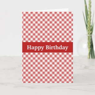 Cartão Red Gingham Custom Birthday Card