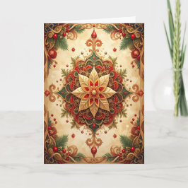 Cartão Red Green Decorative Holiday Card