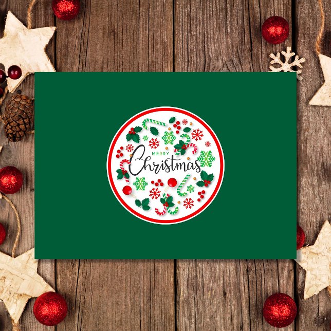 Cartão Red Green Felry Wreath de Natal (Criador carregado)