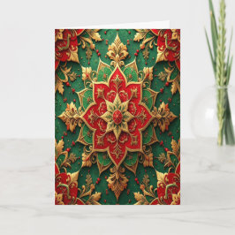 Cartão Red Green Gold Decorative Holiday Card