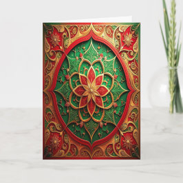 Cartão Red Green Gold Decorative Holiday Card