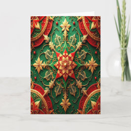 Cartão Red Green Gold Decorative Holiday Card