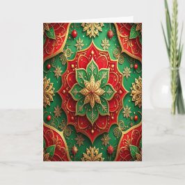 Cartão Red Green Gold Decorative Holiday Card