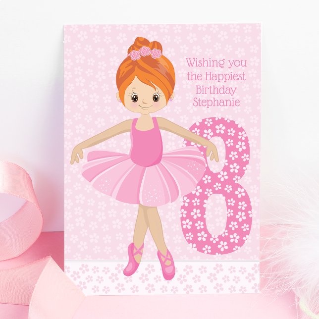 Cartão Red Hair Ballerina Birthday (Criador carregado)