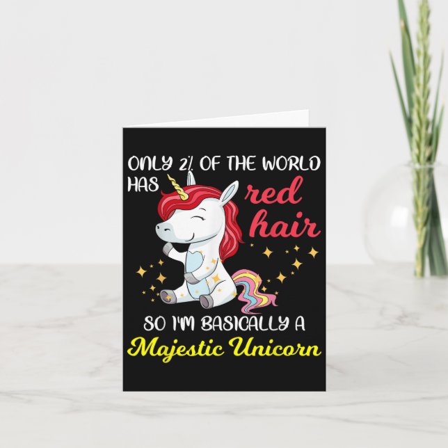 Cartão Red Hair Majestic Unicorn Funny Ginger Head Pride  (Frente)