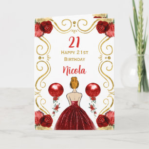Cartão Red Hair Princess Red Happy Birday