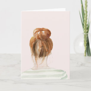 Cartão Red Hair Top Knot Bun