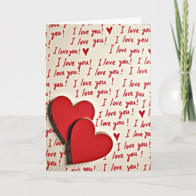 Cartão Red Handwritten Valentines Love Card (Frente)