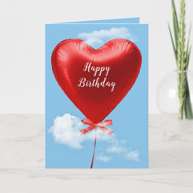 Cartão Red Heart Balloon for birthday (Frente)