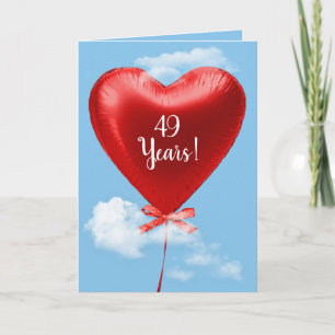 Cartão Red Heart Balloon por 49 anos