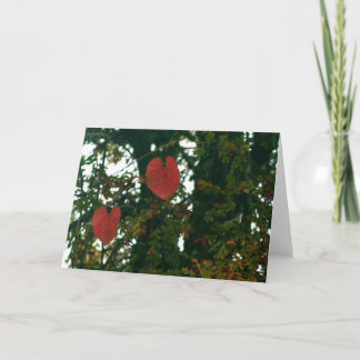 Cartão Red Heart Leaves Greeting Card