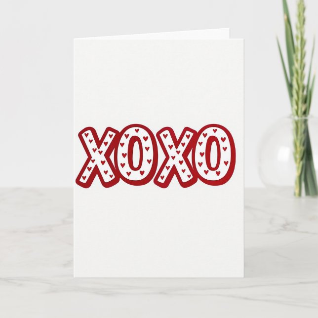 Cartão Red Hearts Xoxo Pattern Card (Frente)