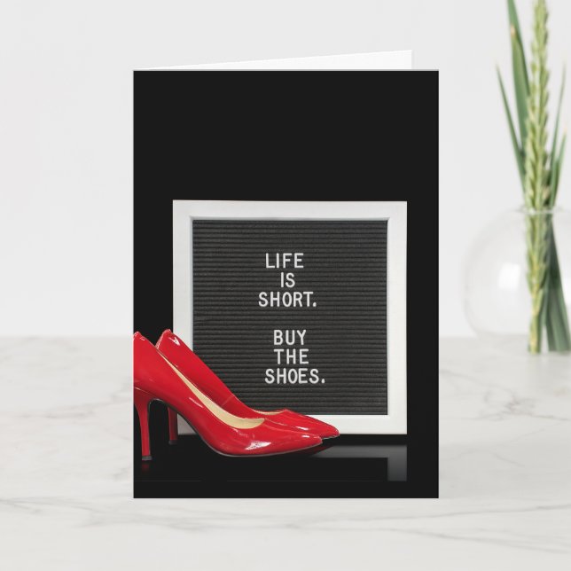 Cartão Red high  heel shoes with message board (Frente)
