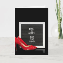 Cartão Red high  heel shoes with message board