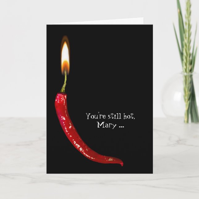 Cartão red hot pepper candle birthday for getting older (Frente)