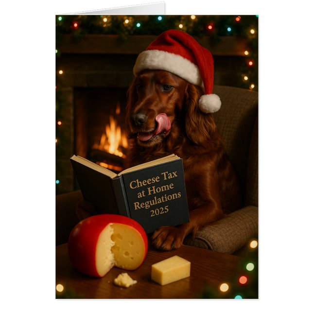 Cartão Red / Irish Setter 'Cheese Tax' Christmas card (Frente)