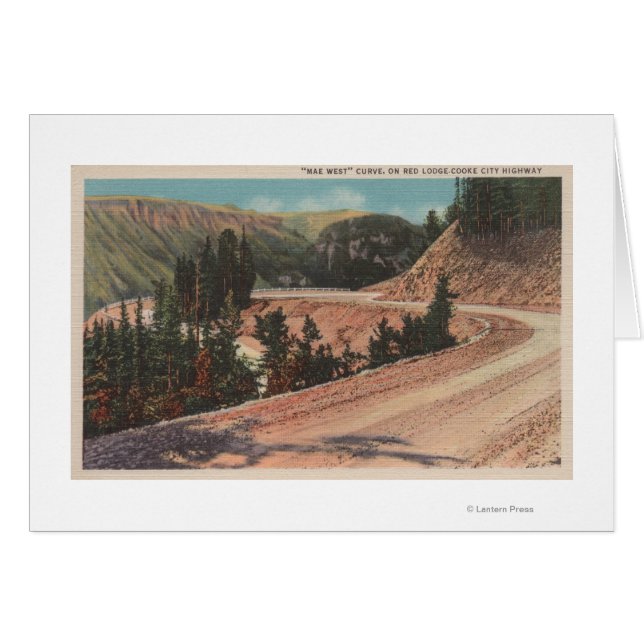 Cartão Red Lodge, MT - Vista da Curva Mae West (Frente Horizontal)