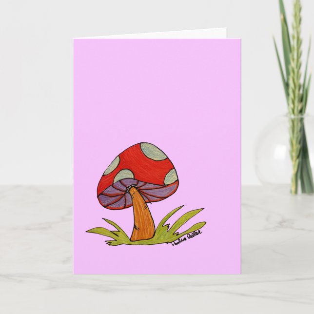 Cartão Red Mushroom with purple background (Frente)