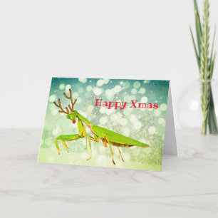 Cartão Red Nosed Praying Mantis Custom Christmas Card