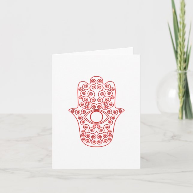 Cartão Red Outline Hamsa-Hand of Miriam-Hand of Fatima.pn (Frente)