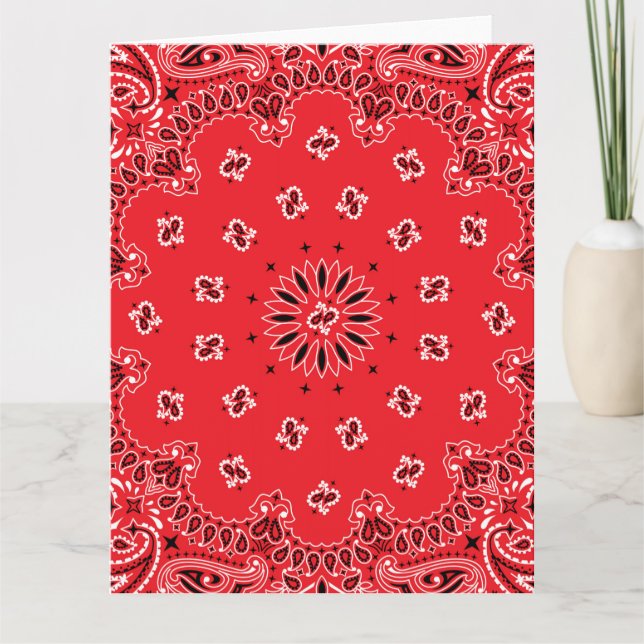 Cartão Red Paisley Bandanna Pattern (Frente)