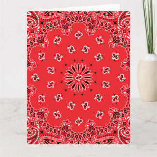 Cartão Red Paisley Bandanna Pattern