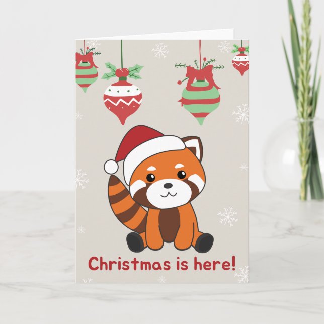 Cartão Red Panda Christmas Snow Animais de inverno Pandas (Frente)
