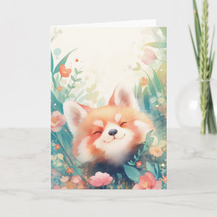 Cartão Red Panda Floral Playground