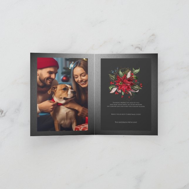 Cartão Red Poinsettia Christmas Botanic Winter Plant 2 (Interior)