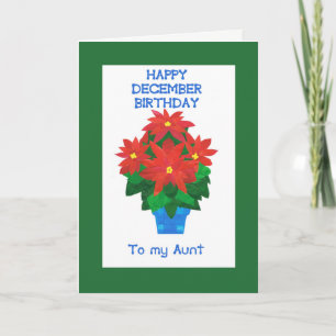 Cartão Red Poinsettia Dezembro Aniversário da tia
