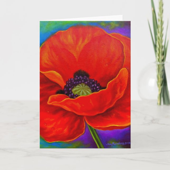 Cartão Red Poppy Flower Painting - Multi (Frente)