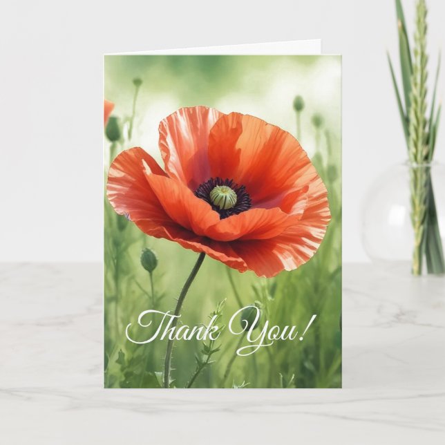 Cartão Red Poppy Folded Greeting Card (Frente)