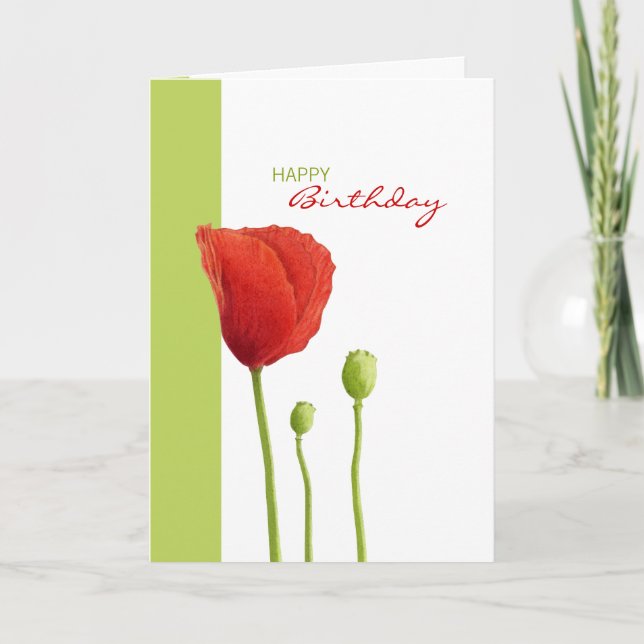 Cartão Red Poppy lime Birthday Card (Frente)