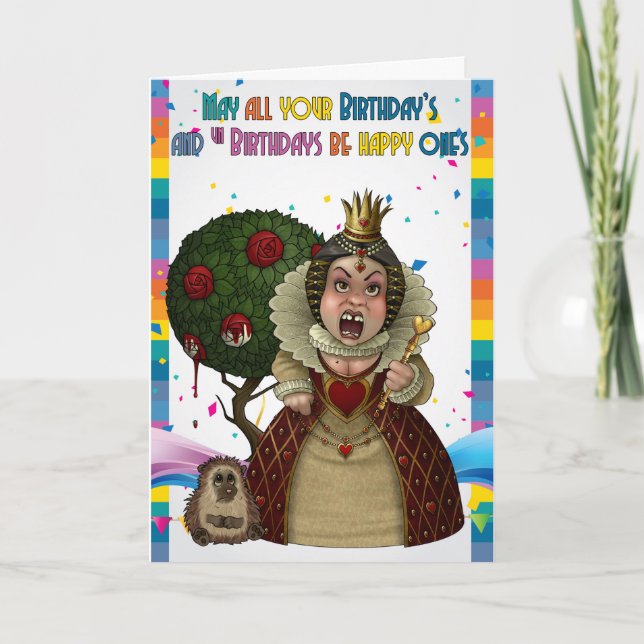 Cartão Red Queen, Wonderland Birthday Card (Frente)
