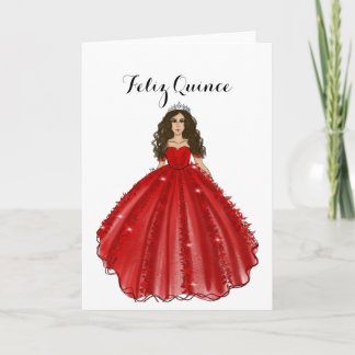 Cartão Red Quinceanera - Feliz Quince Birthday Card