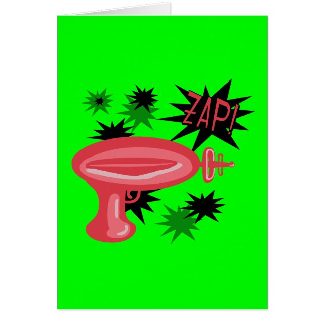 Cartão Red Retro Raygun (Frente)