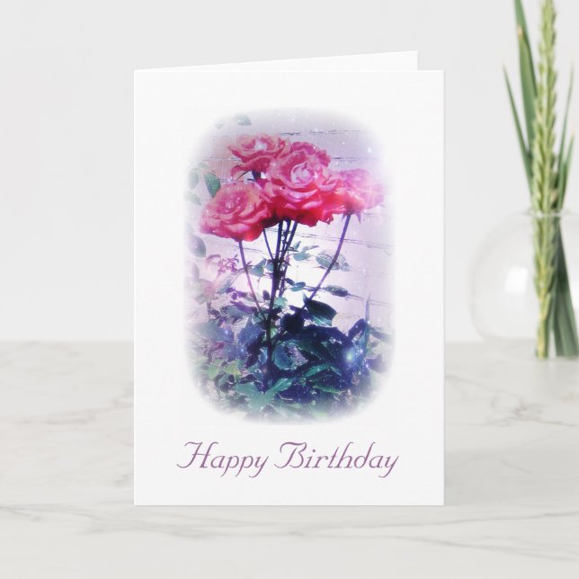 Cartão Red Roses - Happy Birthday Card (Frente)